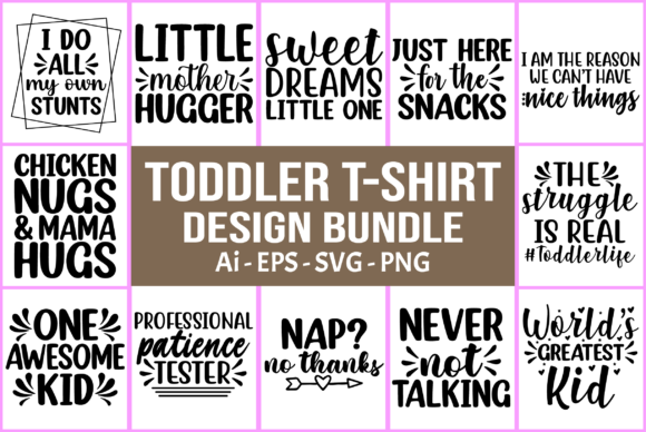 A Toddler T-shirt Design Bundle for Professional Print Templates