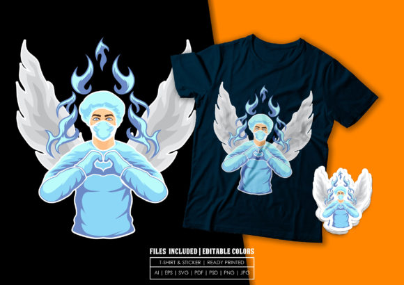 Nurse Angel T-shirt Design for Graphics & Print Templates