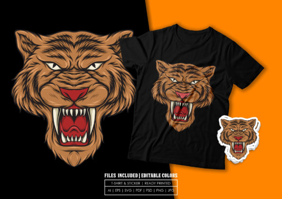 The Roaring Tiger: A Versatile Graphic Asset for Bold Print Templates