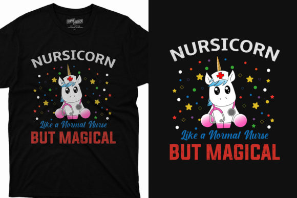 Unicorn Magical Nurse T-shirt Graphics for Print Templates
